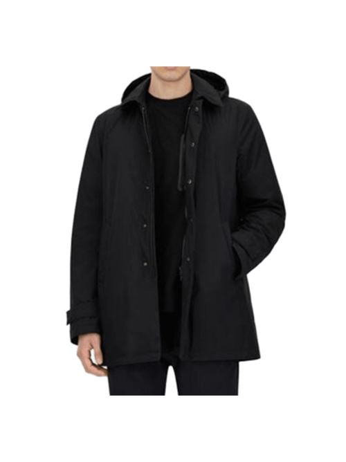 Parka medio da uomo con cappuccio staccabile in tessuto tecnico idrorepellente, imbottitura in piuma, colore blu HERNO | PI001242U128409300